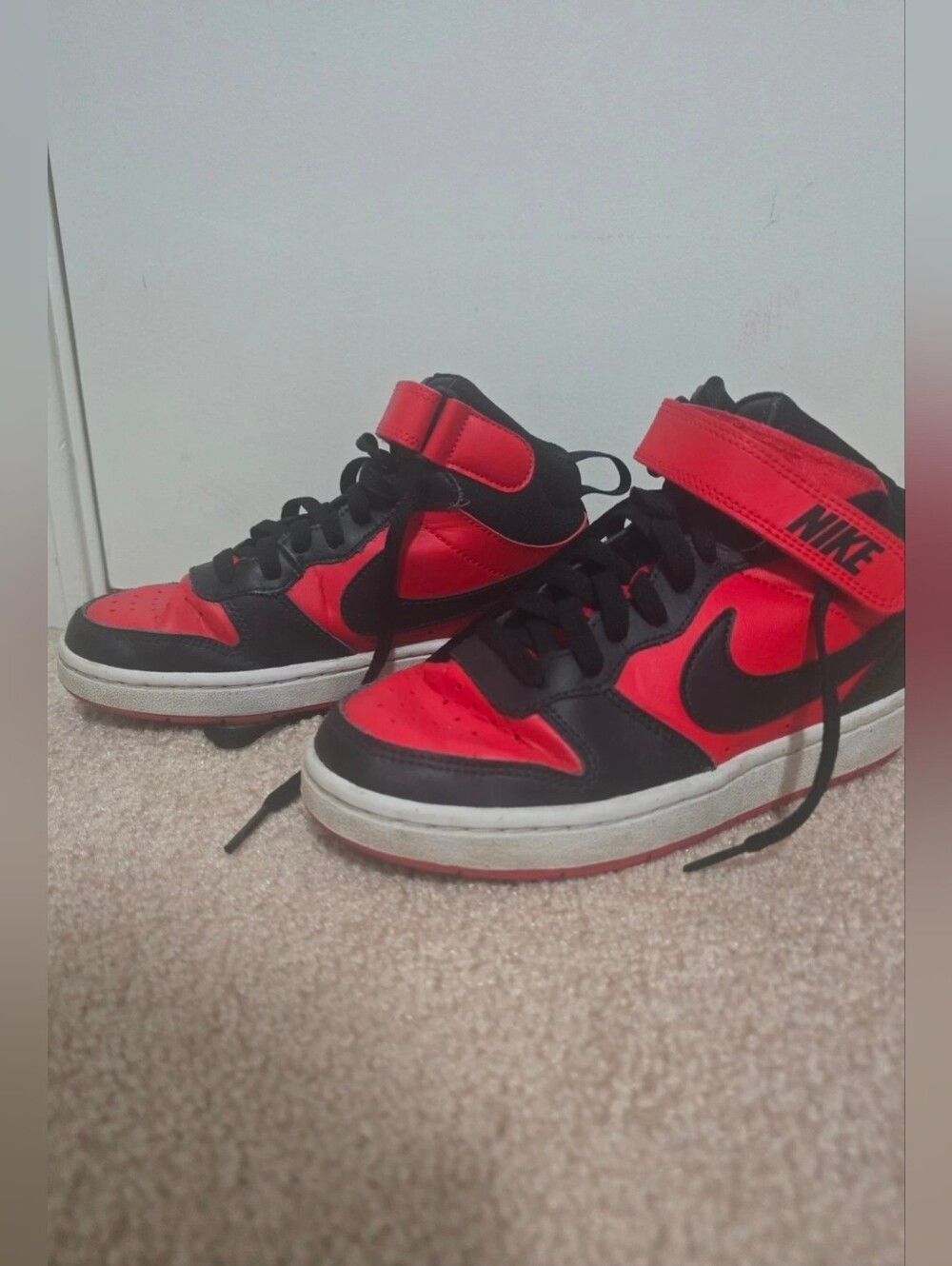 Nike Kids Red and Black High-Top Sneakers